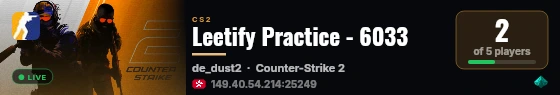 Leetify Practice - 6033 live status badge