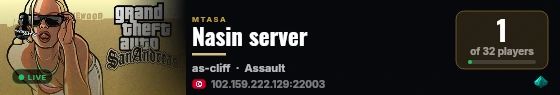 Nasin server live status badge