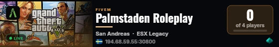 Palmstaden Roleplay live status badge