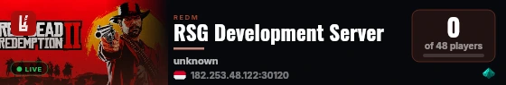 RSG Development Server live status badge