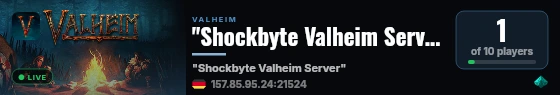 "Shockbyte Valheim Server" live status badge