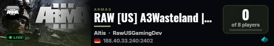 RAW [US] A3Wasteland |Development live status badge