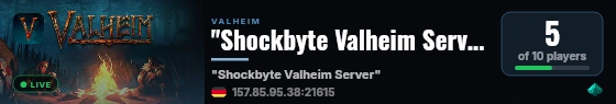 "Shockbyte Valheim Server" live status badge