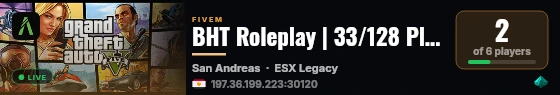 BHT Roleplay | 22/128 Players live status badge