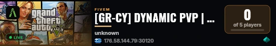 [GR-CY] DYNAMIC PVP | High FPS | 100+ GUNS | CUSTOM MAPS | CAYO PERICO |  live status badge