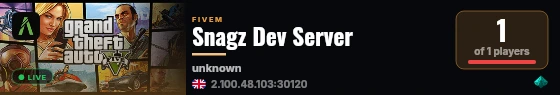 Snagz Dev Server live status badge