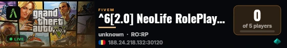 ^6[2.0] NeoLife RolePlay^7 live status badge