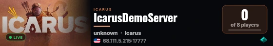 IcarusDemoServer live status badge
