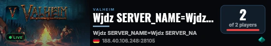 Wjdz SERVER_NAME=Wjdz SERVER_NAME=Indifferent Broccoli Valheim live status badge