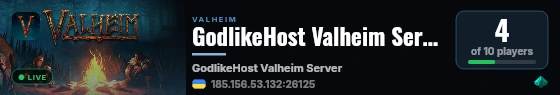GodlikeHost Valheim Server live status badge