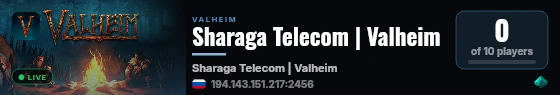 Sharaga Telecom | Valheim live status badge