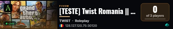 [TESTE] Twist Romania || Discord: https://discord.gg/twistro || live status badge