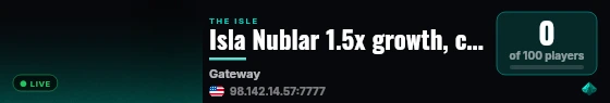 Isla Nublar 1.5x growth, chill friendly, global chat live status badge