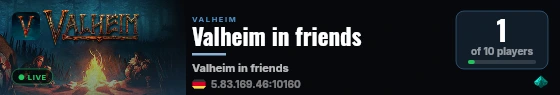 Valheim in friends live status badge