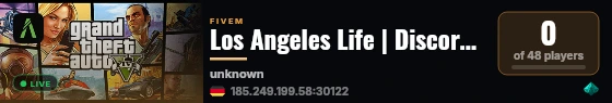 Los Angeles Life | Discord: h3ag3XQyHX | Whitelist: Aktiv | Ab 14 Jahren live status badge