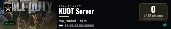 KUDT Server live status badge