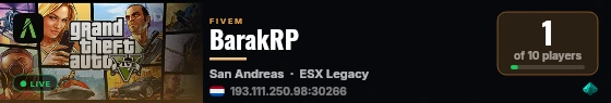 BarakRP live status badge