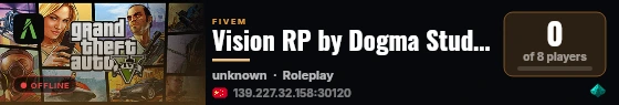 Vision RP by Dogma Studio live status badge