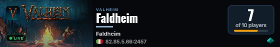 Faldheim live status badge