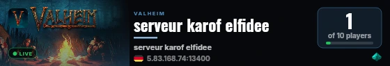 serveur karof elfidee live status badge