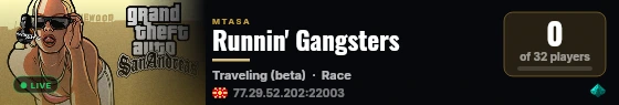 Runnin' Gangsters live status badge