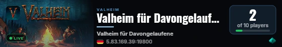 Valheim für Davongelaufene live status badge