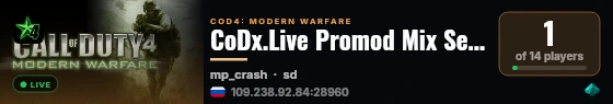 CoDx.Live Promod Mix Server #1 live status badge