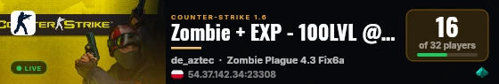 Zombie + EXP - 100LVL @serverproject.pl live status badge