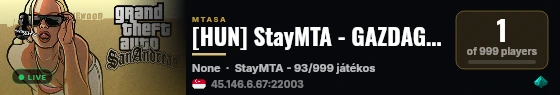 [HUN] StayMTA - GAZDAGRP - CONNECT SZERVER live status badge