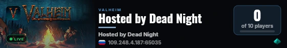 Hosted by Dead Night live status badge