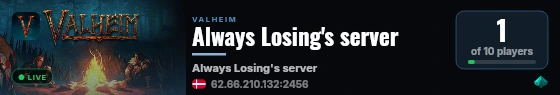 Always Losing's server live status badge