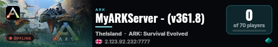 MyARKServer - (v361.8) live status badge