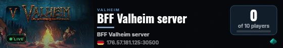 BFF Valheim server live status badge