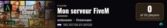 Mon serveur FiveM live status badge
