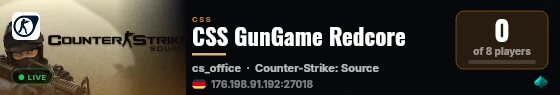 CSS GunGame Redcore live status badge