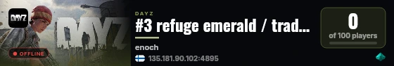 #3 refuge emerald / trader enabled / hardcore / trader & guns live status badge