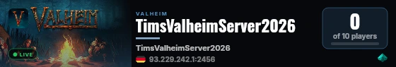 TimsValheimServer2026 live status badge