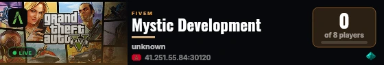 Mystic Development live status badge