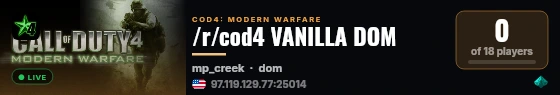 /r/cod4 VANILLA DOM live status badge