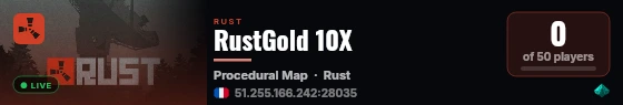 RustGold 10X live status badge