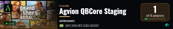 Agvion QBCore Staging live status badge