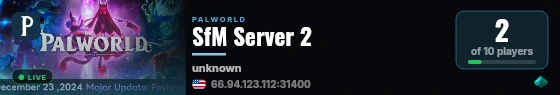SfM Server 2 live status badge