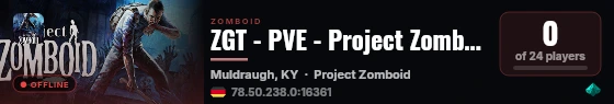 ZGT - PVE - Project Zomboid (EU) live status badge
