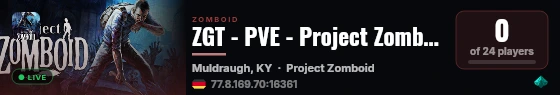 ZGT - PVE - Project Zomboid (EU) live status badge