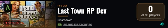 Last Town RP Dev live status badge
