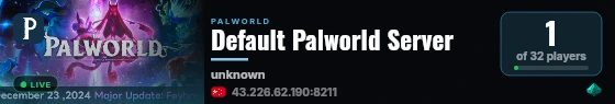 Default Palworld Server live status badge