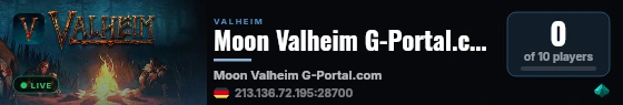 Moon Valheim G-Portal.com live status badge