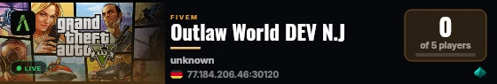 Outlaw World DEV N.J live status badge