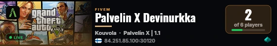 Palvelin X Devinurkka live status badge