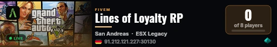 Lines of Loyalty RP live status badge